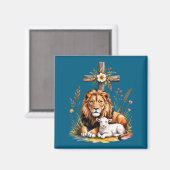 Löwe Juda Lamm Gott Christliche Schrift Design Magnet (Vorderseite/Rückseite)