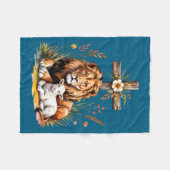 Löwe Juda Lamm Gott Christlicher Glaube Design Fleecedecke (Vorderseite (Horizontal))
