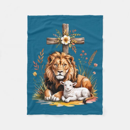 Löwe Juda Lamm Gott Christlicher Glaube Design Fleecedecke (Vorderseite)