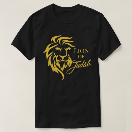 Löwe Judah Golden Yellow Christlich Evangelisch T-Shirt (Design vorne)