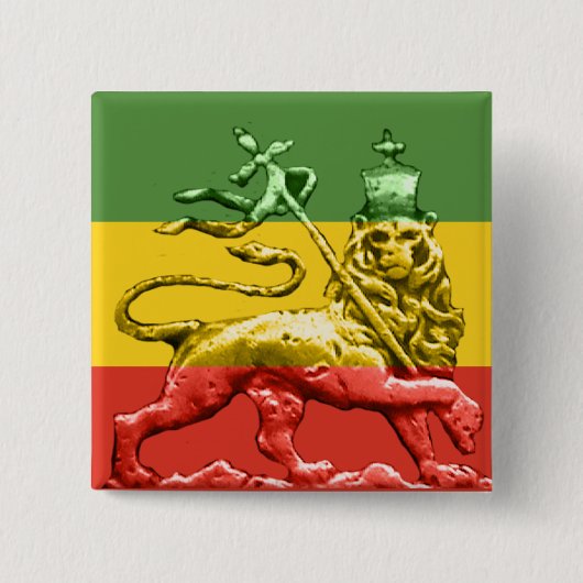 Löwe Judah Rasta Reggae-Farben Button (Vorderseite)