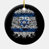 Löwe jüdischer Stolz Israel Flagge Jerusalem H Keramik Ornament (Hinten)