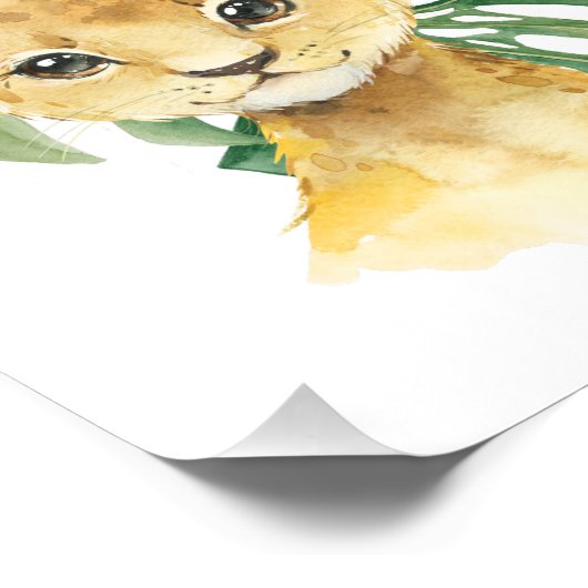 Löwe, Jungle Animals, Safari-Tiere, Palm-Blätter Fotodruck (Ecke)