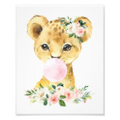 Löwe, Jungle Safari, Rosa Bläschen, Girl-Kinderzim Fotodruck (Vorne)