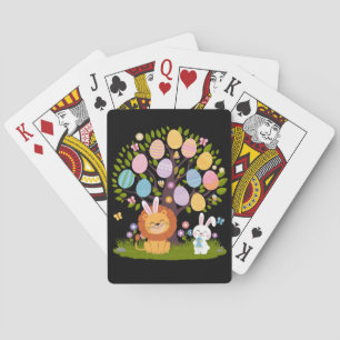 Löwe Kaninchen Ostern Süß Baum Jagd Eier Spielkarten