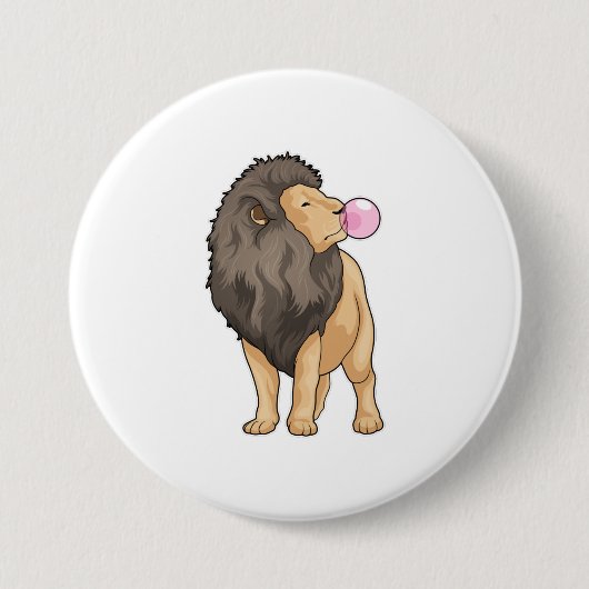Löwe kaut Kaugummi Button (Vorderseite)