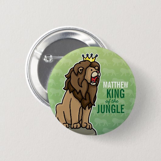 Löwe König des Dschungels, Name des Kindes hinzufü Button (Vorne & Hinten)