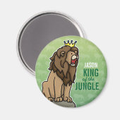 Löwe König des Dschungels, Name des Kindes hinzufü Magnet (Vorderseite/Rückseite)