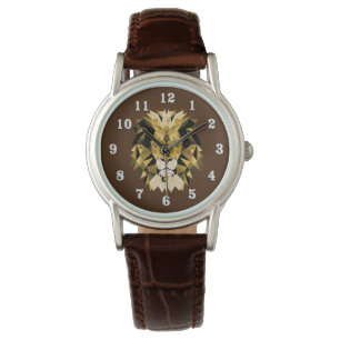 Löwe-Kopf mit weißen Zahlen Armbanduhr