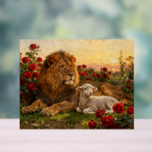 Löwe & Lamm in den Rosen Acrylschild (Neutral)