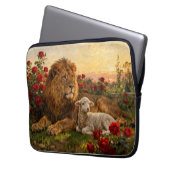 Löwe & Lamm in den Rosen Laptopschutzhülle (Vorderseite Links)