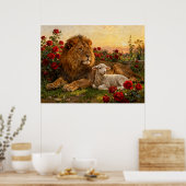 Löwe & Lamm in den Rosen Poster (Küche)