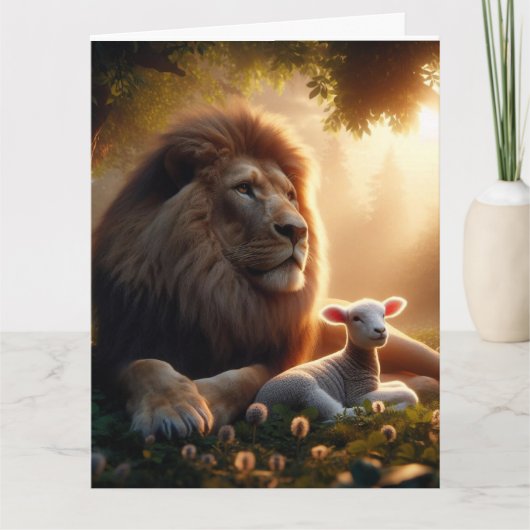 LÖWE & LAMM LEERE GRUßKARTE KARTE (Vorderseite)