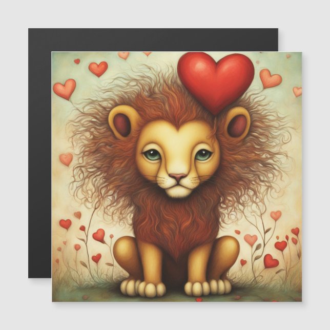 Löwe Liebe 1 Magnetkarte (Vorne/Hinten)