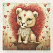 Löwe Liebe 3 Glasuntersetzer (Vorderseite)