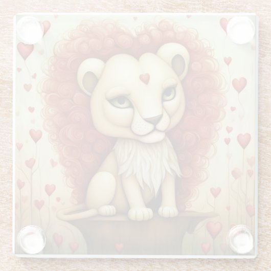 Löwe Liebe 3 Glasuntersetzer (Rückseite)