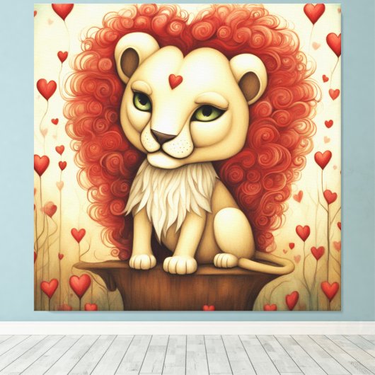 Löwe Liebe 3 Leinwanddruck (Insitu (Holzboden))