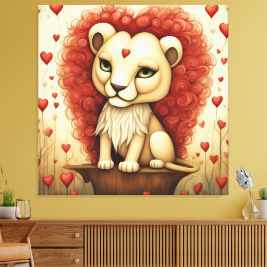 Löwe Liebe 3 Leinwanddruck (Insitu (Wohnzimmer))