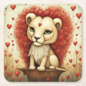 Löwe Liebe 3 Rechteckiger Pappuntersetzer (Vorderseite)