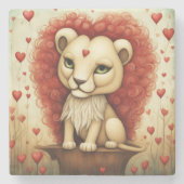 Löwe Liebe 3 Steinuntersetzer (Vorderseite)