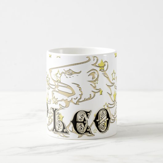Löwe-Löwe-Astrologie-Zeichen mit Sternen Kaffeetasse (Mittel)