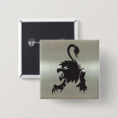 Löwe-Löwe-Silhouette auf metallischem Effekt Button (Vorne & Hinten)