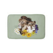 Löwe Löwin Floral Grün Badematte (Vorderseite)