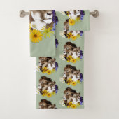 Löwe Löwin Floral Grün Badhandtuch Set (Insitu)