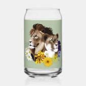 Löwe Löwin Floral Grün Dosenglas (Vorderseite)