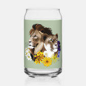 Löwe Löwin Floral Grün Dosenglas (Rückseite)