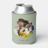 Löwe Löwin Floral Grün Dosenkühler (Kanne Vorderseite)