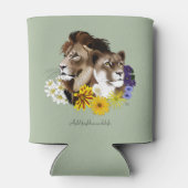 Löwe Löwin Floral Grün Dosenkühler (Rückseite)