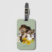 Löwe Löwin Floral Grün Gepäckanhänger (Vorderseite Vertikal)