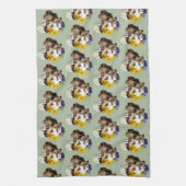 Löwe Löwin Floral Grün Geschirrtuch (Vertikal)