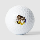 Löwe Löwin Floral Grün  Golfball (Vorderseite)