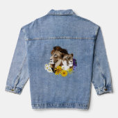 Löwe Löwin Floral Grün Jeansjacke (Rückseite)