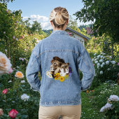Löwe Löwin Floral Grün Jeansjacke