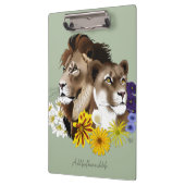 Löwe Löwin Floral Grün  Klemmbrett (Links)