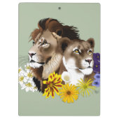 Löwe Löwin Floral Grün  Klemmbrett (Rückseite)