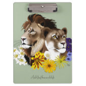Löwe Löwin Floral Grün  Klemmbrett (Vorderseite)