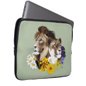 Löwe Löwin Floral Grün  Laptopschutzhülle (Vorne Rechts)
