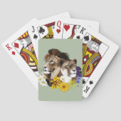 Löwe Löwin Floral Grün  Spielkarten (Rückseite)