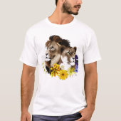 Löwe Löwin Floral Grün T-Shirt (Vorderseite)