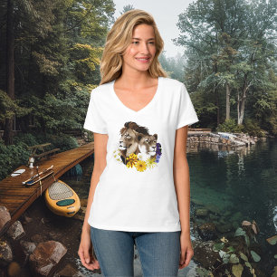 Löwe Löwin Floral Grün T-Shirt