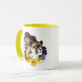 Löwe Löwin Floral Grün Tasse (Vorderseite Links)