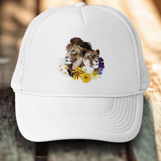 Löwe Löwin Floral Grün  Truckerkappe