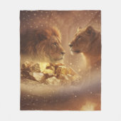Löwe & Löwin Gold Glow — Fleece-Decke Fleecedecke (Vorderseite)