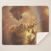 Löwe & Löwin Gold Glow —Sherpa-Decke Sherpadecke (Vorderseite (Horizontal))