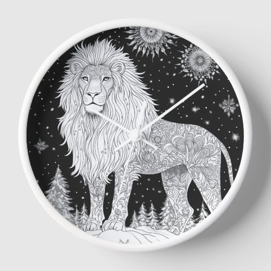 Löwe Mandala unter magischem Sternenhimmel Uhr (Vorderseite)