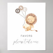 Löwe mit 3 braunen Balloons Lieblingszeichen Poster (Vorne)